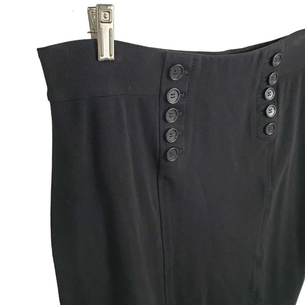 Ann Taylor Size 14 Skirt Button Detail Knee Ponte Knit Pencil Office Capsule
